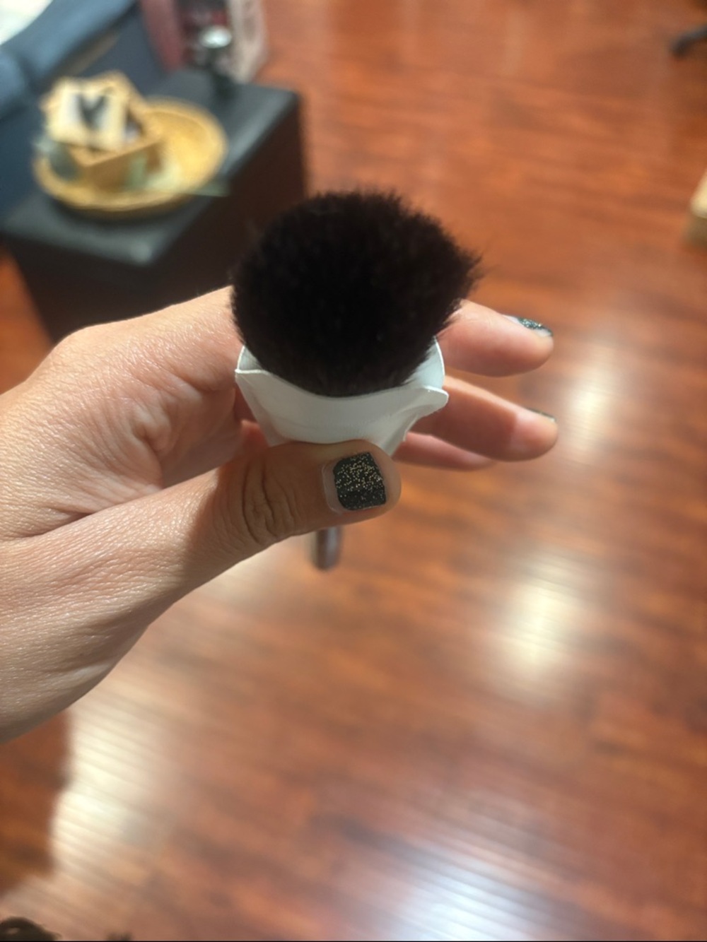 Hermes Black Handle Makeup Brush with White Protective Cap - Picture 2 of 3